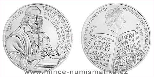 Stříbrná kilogramová mince J. A. Komenský