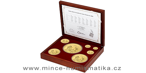 Sada zlatých mincí Český lev 2020 - 1/25, 1/4, 1/2, 1, 5, 10 oz, 1kg