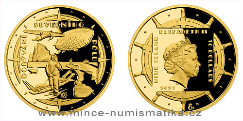 Zlatá čtvrtuncová mince Polárníci - Dobytí severního pólu