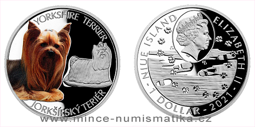 Stříbrná mince Psí plemena - Jorkšírský teriér