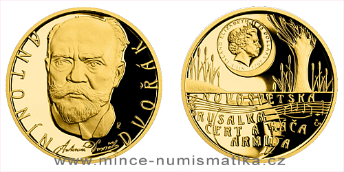 Zlatá půluncová mince Antonín Dvořák
