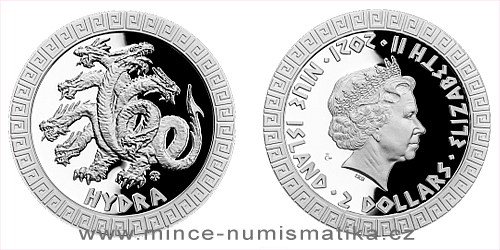 Stříbrná mince Bájní tvorové - Hydra