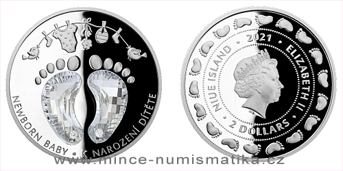 Stříbrná mince Crystal Coin - Narození dítěte 2021