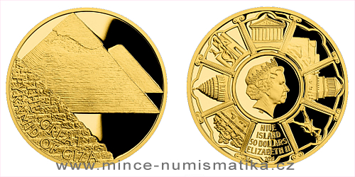 Zlatá mince Sedm divů starověkého světa - Egyptské pyramidy