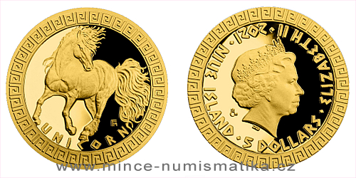 Zlatá mince Bájní tvorové - Jednorožec