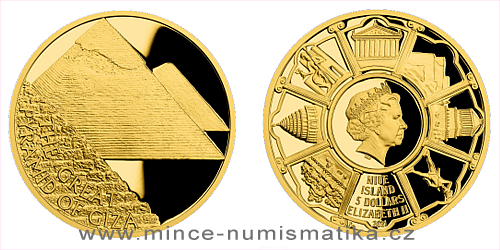 Zlatá 1/10 Oz mince Sedm divů starověkého světa - Egyptské pyramidy