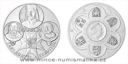 2021 - Stříbrná kilogramová mince Karel IV. – Zakladatel a stavitel