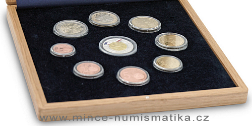 Sada oběžných mincí SR 2021 - 100. výr. začátku ražby československých mincí PROOF like ve dřevě