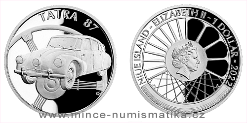 Stříbrná mince Na kolech - Osobní automobil Tatra 87