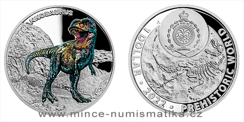 Stříbrná mince Pravěký svět - Tyrannosaurus