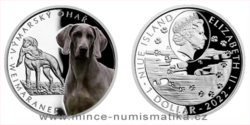 Stříbrná mince Psí plemena - Výmarský ohař