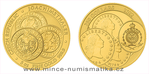 Zlatá pětiuncová investiční mince Tolar - Česká republika 2022