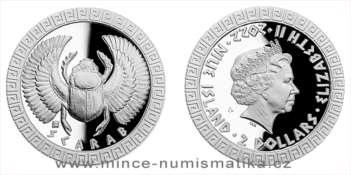 Stříbrná mince Bájní tvorové - Skarabeus