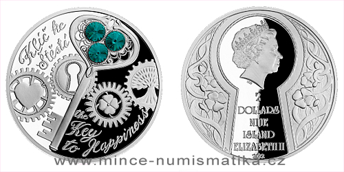 Stříbrná mince Crystal Coin - Klíč ke štěstí