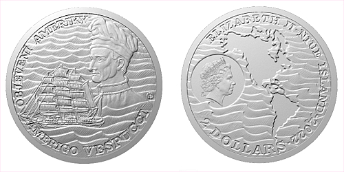Stříbrná mince Objevení Ameriky - Amerigo Vespucci