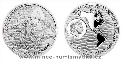 Stříbrná mince Objevení Ameriky - Leif Eriksson