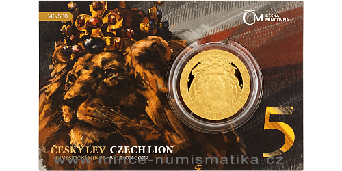 Zlatá uncová investiční mince Český lev 2022 proof číslovaný VÝROČÍ