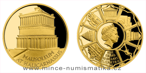 Zlatá mince Sedm divů starověkého světa - Mauzoleum v Halikarnassu