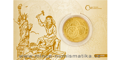 Zlatá uncová investiční mince Tolar - Česká republika 2022 číslovaný obal