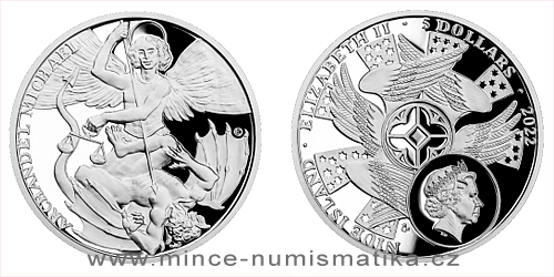 Stříbrná dvouuncová mince Archanděl Michael