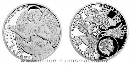Stříbrná dvouuncová mince Archanděl Rafael