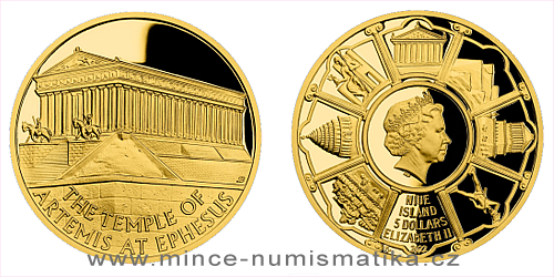 Zlatá 1/10 Oz mince Sedm divů starověkého světa - Artemidin chrám v Efesu 10 ks