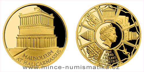 Zlatá 1/10 Oz mince Sedm divů starověkého světa - Mauzoleum v Halikarnassu