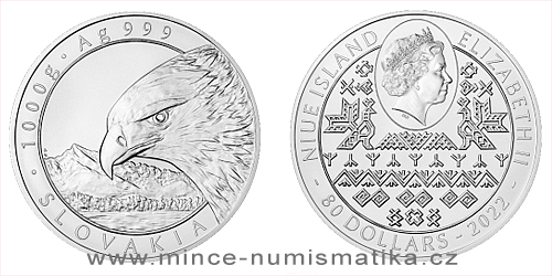 Stříbrná kilogramová investiční mince Orel 2022