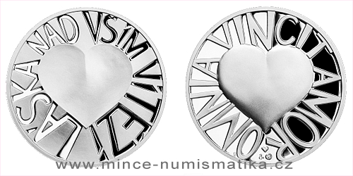 Stříbrná medaile Latinské citáty - Omnia vincit amor - Nad vším vítězí láska