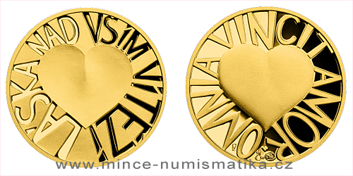 Zlatý dukát Latinské citáty - Omnia vincit amor - Nad vším vítězí láska