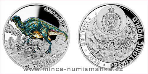 Stříbrná mince Pravěký svět - Maiasaura