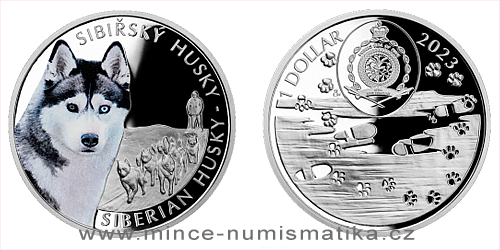 Stříbrná mince Psí plemena - Sibiřský husky