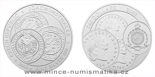 Stříbrná tříkilogramová investiční mince Tolar - Česká republika 2023