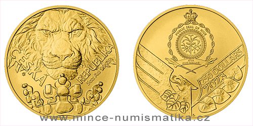 Zlatá pětiuncová investiční mince Český lev 2023