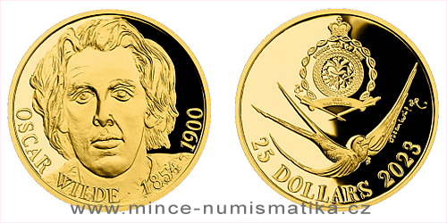Zlatá půluncová mince Oscar Wilde