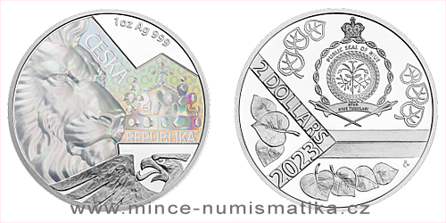 Stříbrná uncová investiční mince Český lev 2023 s hologramem