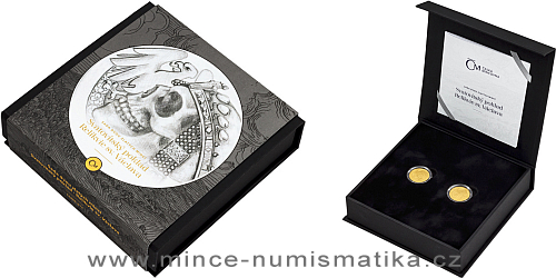 Sada dvou zlatých mincí Svatovítský poklad - Relikvie sv. Václava