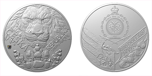 Stříbrná pětikilogramová investiční mince Český lev s hologramem 2023