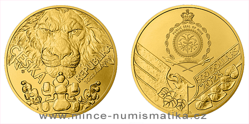Zlatá desetiuncová investiční mince Český lev 2023