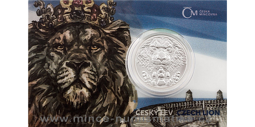 Stříbrná dvouuncová investiční mince Český lev 2023 číslovaný obal