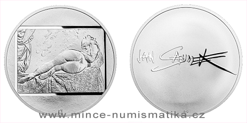 Stříbrná pětiuncová medaile Jan Saudek - Tanečnice reverse proof