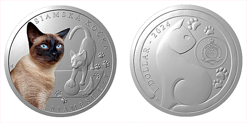 Stříbrná mince Plemena koček - Siamská kočka