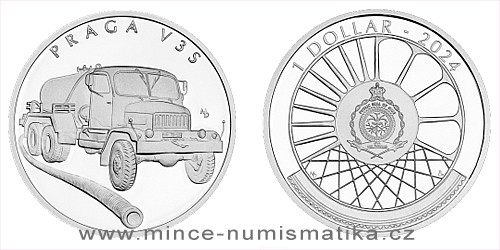 Stříbrná mince Na kolech - Nákladní automobil Praga V3S