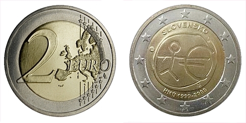 2 € - 10. výročí Hospodářské a měnové unie