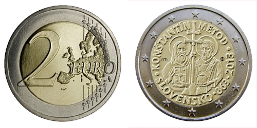 2 € - 1150. výročí příchodu Konstantina a Metoděje