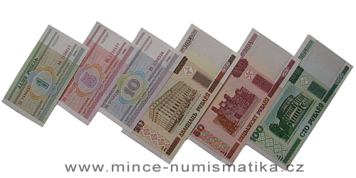 Bělorusko - série 6 kusů bankovek UNC