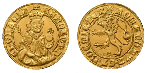 Zlatá replika dukátu Karla IV. 1346 - 1378 (císařský typ)